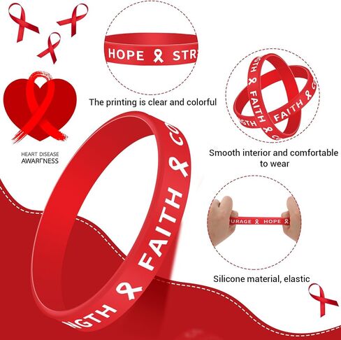 100 جهاز كمبيوتر شخصى الشريط الأحمر الوعي سيليكون أساور أمراض القلب السرطان الوعي سيليكون المطاط معصمه الشريط سوار الشريط الأحمر أسبوع لوازم السائبة للأنشطة الخيرية العامة in Kuwait
