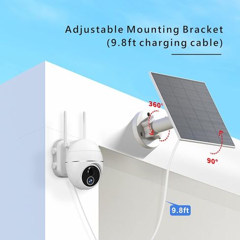 لوحة شمسية لكاميرا الأمان، لوحة شمسية USB 5 وات 5 فولت لكاميرا بطارية قابلة للشحن في الهواء الطلق، لوحة شمسية للكاميرا مع كابل شحن 9.8 قدم، حامل جداري قابل للتعديل، حزمة من 2 in Kuwait