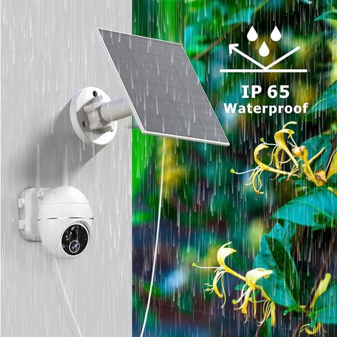 لوحة شمسية لكاميرا الأمان، لوحة شمسية USB 5 وات 5 فولت لكاميرا بطارية قابلة للشحن في الهواء الطلق، لوحة شمسية للكاميرا مع كابل شحن 9.8 قدم، حامل جداري قابل للتعديل، حزمة من 2 in Kuwait