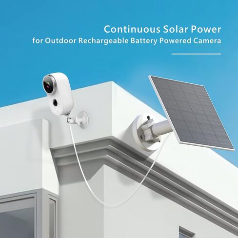 لوحة شمسية لكاميرا الأمان، لوحة شمسية USB 5 وات 5 فولت لكاميرا بطارية قابلة للشحن في الهواء الطلق، لوحة شمسية للكاميرا مع كابل شحن 9.8 قدم، حامل جداري قابل للتعديل، حزمة من 2 in Kuwait
