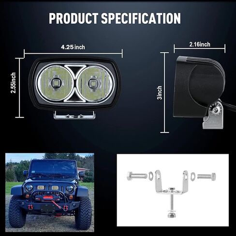 BIGLION.X 2 قطعة 4 بوصة العنبر LED القرون السوبر مشرق LED القرون ضوء الطرق الوعرة أضواء مكعب LED ضوء العمل الأصفر LED أضواء الوفير الضباب ضوء العنبر للشاحنات قارب ATV UTV دراجة نارية in Kuwait