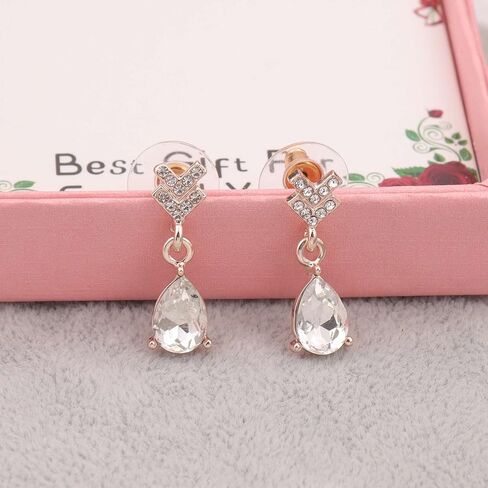 Dainty Teardrop Bridesmaid Jewelry Set for Women Girls,1-4-6-8 Sets 18K Gold & Rose Gold & Silver Plated Pave Rhinestone With Crystal Necklace Earrings Bracelet Set Gift for Wedding/Engagement/Anniversary in Kuwait