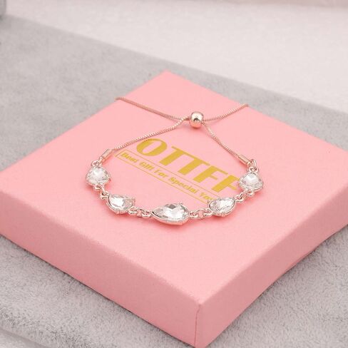 Dainty Teardrop Bridesmaid Jewelry Set for Women Girls,1-4-6-8 Sets 18K Gold & Rose Gold & Silver Plated Pave Rhinestone With Crystal Necklace Earrings Bracelet Set Gift for Wedding/Engagement/Anniversary in Kuwait