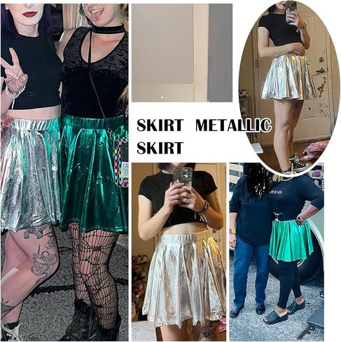 American Trend Womens Mini Skirt Pleated Flared Skater Skirt Metallic Skirt Athletic Tennis Skirt in Saudi Arabia