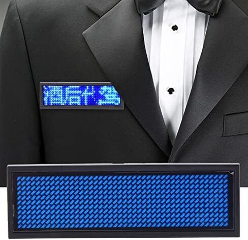 LED Scrolling Name Badge, Programmable Digital LED Tag Badge Sign Message Board (Blue) in Saudi Arabia