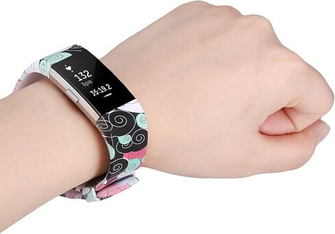 SKYLET متوافق مع Fitbit Charge 2 Bands النساء والرجال، 3 عبوات لطيف ناعم مطبوع عليه زهور استبدال الأساور الملونة لشحن 2 نطاقات النساء الفتيات الصغيرة الكبيرة in Kuwait