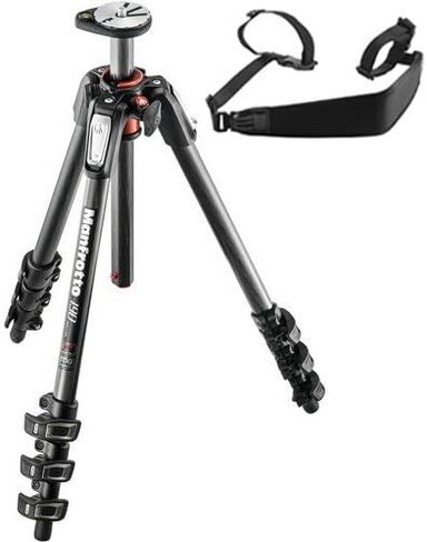 Manfrotto MT190CXPRO4 4 Section Carbon Fiber Tripod Legs with Q90 Column (Black) Includes A Bonus ZAYKiR Tripod Strap Non-Slip with Two Quick-Release Loops (Black) in Saudi Arabia