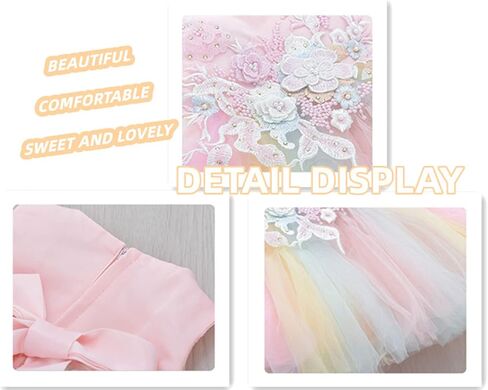 Dresses for Baby Girls Baptism Christmas Birthday Rainbow Tutu Dress for Special Occasion,18M in Kuwait