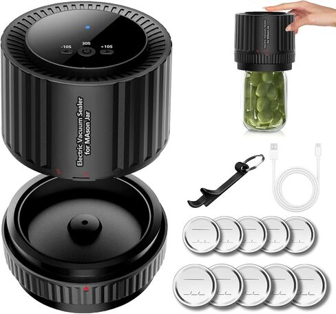 Electric Vacuum Sealer for Mason Jars - Canning Vacuum Sealer with LED Indicator for Food Storage and Fermentation, Jar Vacuum Sealer Kit with Wide and Regular Mouth Mason Lids in Saudi Arabia