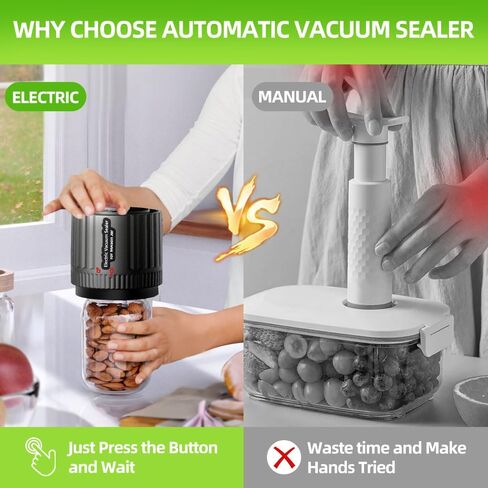 Electric Vacuum Sealer for Mason Jars - Canning Vacuum Sealer with LED Indicator for Food Storage and Fermentation, Jar Vacuum Sealer Kit with Wide and Regular Mouth Mason Lids in Saudi Arabia