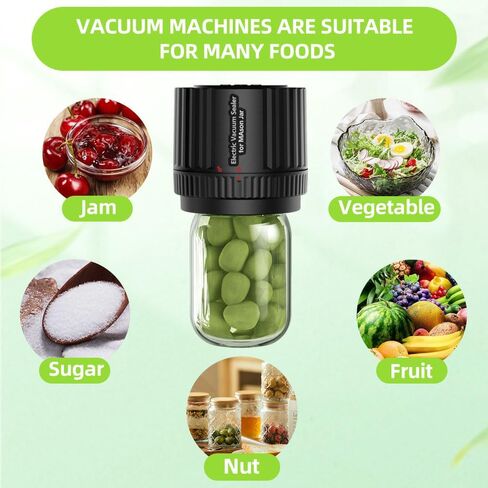 Electric Vacuum Sealer for Mason Jars - Canning Vacuum Sealer with LED Indicator for Food Storage and Fermentation, Jar Vacuum Sealer Kit with Wide and Regular Mouth Mason Lids in Saudi Arabia