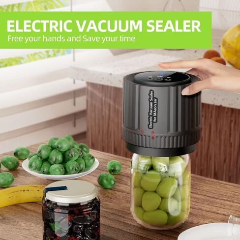 Electric Vacuum Sealer for Mason Jars - Canning Vacuum Sealer with LED Indicator for Food Storage and Fermentation, Jar Vacuum Sealer Kit with Wide and Regular Mouth Mason Lids in Saudi Arabia