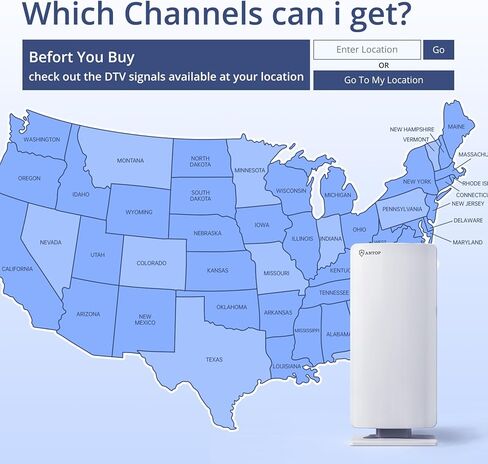 هوائي التلفزيون، ANTOP خارجي/داخلي، مضخم صوت ذكي رقمي HDTV هوائي 80 ميل متعدد الاتجاهات VHF/UHF استقبال عالي الكسب مع تركيب بدون أدوات وكابل محوري عالي الأداء بطول 40 قدم in Kuwait