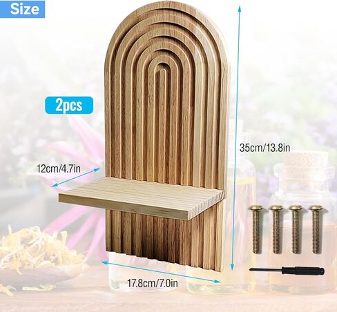 قطعتان من أرفف قوس قزح بوهو العائمة، أرفف بوهو خشبية مثبتة على الحائط، رف حائط معلق على شكل قوس بوهو لمزهريات الشموع، ديكور حائط بوهو لحضانة حمام غرفة المعيشة in Kuwait