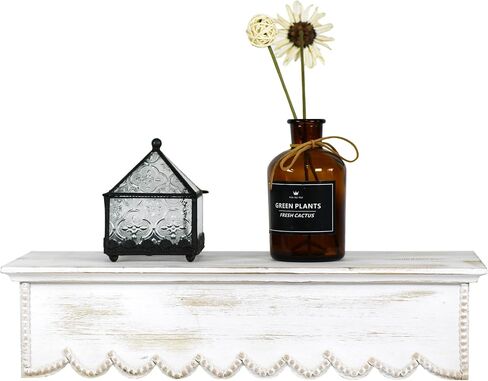 Funerom Rustic 16.5×6.3×3.85 inch Small Wood Wall Shelf (White) in Saudi Arabia