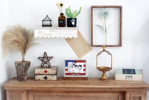 Funerom Rustic 16.5×6.3×3.85 inch Small Wood Wall Shelf (White) in Saudi Arabia