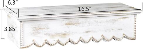 Funerom Rustic 16.5×6.3×3.85 inch Small Wood Wall Shelf (White) in Saudi Arabia