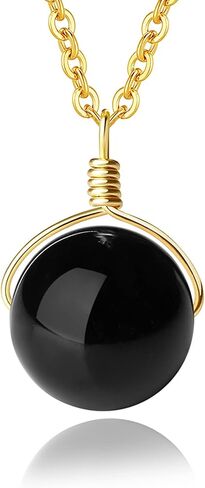 حجر السج شفاء كريستال القلائد للمرأة الشفاء الحقيقي الأحجار الكريمة كريستال الكرة قلادة سلك يدوي ملفوفة الريكي الطبيعي in Kuwait