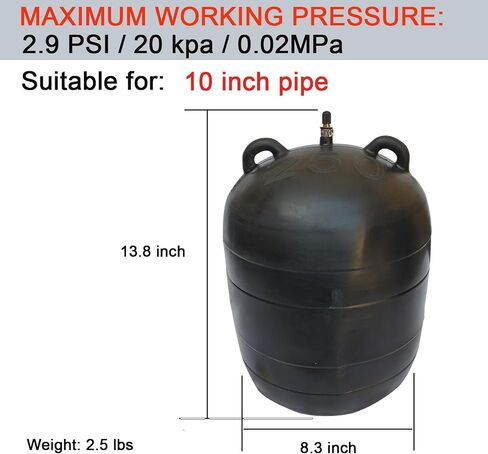 ROLING Inflatable Pipe Plug Balloon Plug,Pipe Pressure Test Plug,Plumbing Test Ball,Sewer Test Plug. (10 inch) in Saudi Arabia