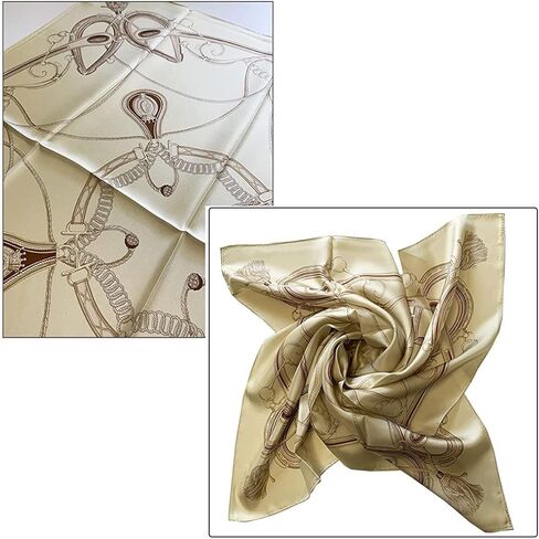 MARUYAMA Silk Scarf, ST889848 Simple Harness,35x35in, presision printed Yokohama Scarf made of 100% Silk in Kuwait