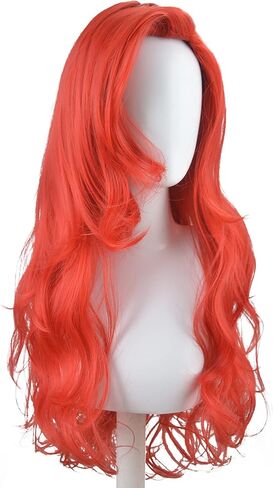 Princess Wig for Girl Red Long Curly Cosplay Wig Synthetic Fiber Halloween Costume Wigs in Kuwait