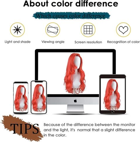 Princess Wig for Girl Red Long Curly Cosplay Wig Synthetic Fiber Halloween Costume Wigs in Kuwait