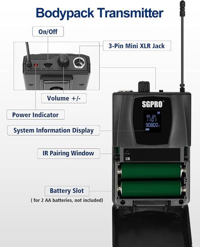 Wireless Microphones with Two Bodypack Transmitters, Two Headsets, and Two Lavalier Lapel Mics, 90 UHF Channels, 262ft Range for Live Singing Karaoke Church Party DJ PA Speaker Mixer in Saudi Arabia