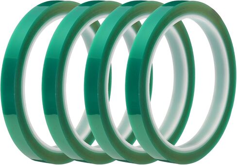 MECCANIXITY Resin Tape Silicone Adhesive Tape High Temperature Resistance Easy Peeling Polyester for Epoxy Resin,River Tables,Craft,Remove Residue 0.39 Inch Wide 108FT Long(Green),Pack of 4 in Saudi Arabia