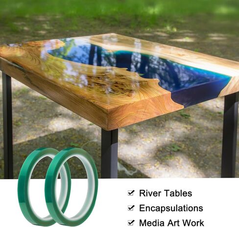 MECCANIXITY Resin Tape Silicone Adhesive Tape High Temperature Resistance Easy Peeling Polyester for Epoxy Resin,River Tables,Craft,Remove Residue 0.39 Inch Wide 108FT Long(Green),Pack of 4 in Saudi Arabia