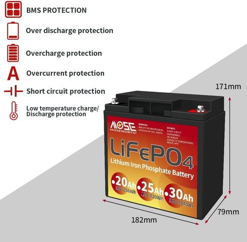 بطارية ليثيوم 12 فولت، بطارية Lifepo4 20 أمبير، للدراجات البخارية للأطفال، الطاقة الشمسية، UPS الصغيرة، فتاحة البوابة، مكتشف الأسماك للتخييم في الهواء الطلق in Kuwait