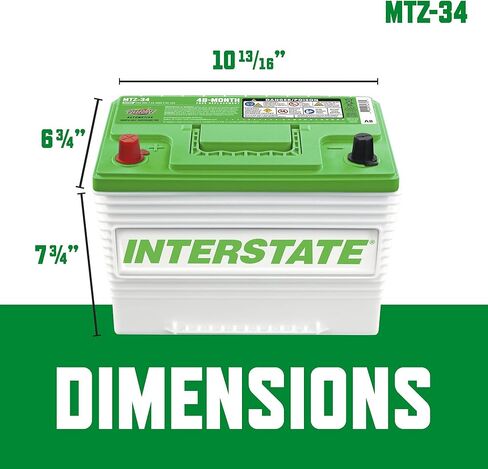 Interstate Batteries Automotive Battery 12V 63Ah (Group 34) 800CCA SLI Pure Lead AGM Automobile Replacement Battery for Cars, SUVs, Sedans, Trucks, Vans (MTZ-34) in Kuwait