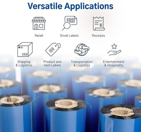 شريط النقل الحراري TSC Printronix Auto ID TTR، مصنوع من الشمع الفاخر، يستخدم مع الطابعات الحرارية، 110 مم × 74 م، 0.5 بوصة، أسود، 36 لفة لطابعات سطح المكتب TTP-244CE وZebra in Kuwait