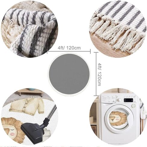 Round Boho Area Rug cute animals lion cub leopard giraffe elephant koala white Carpet with Tassels Washable Hallway Floor Mat Runner Rugs for Bedroom Bathroom Playroom Nursery Decor 3 ft in Saudi Arabia