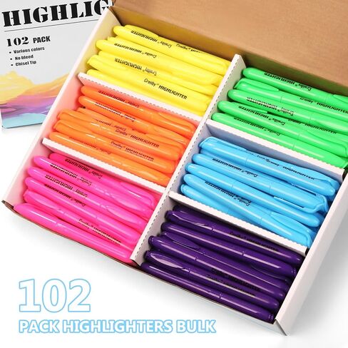 102 Pack Highlighters Bulk - Assorted Pastel Colors Chisel Tip Highlighter,School Classroom Teacher Supplies, Bible Journaling Planner Notes Marker Pens in Saudi Arabia