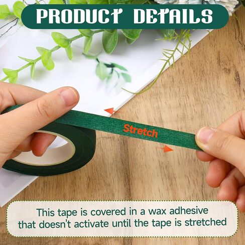 4 Rolls Floral Tape Green Flower Tape Washi Tape for Artificial Flowers 1/2 Inch 30 Yard Plant Tape Flower Wrap Tape Bouquet Supplies for Floral Crafts Floral Wrapping Arranging in Saudi Arabia