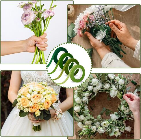 4 Rolls Floral Tape Green Flower Tape Washi Tape for Artificial Flowers 1/2 Inch 30 Yard Plant Tape Flower Wrap Tape Bouquet Supplies for Floral Crafts Floral Wrapping Arranging in Saudi Arabia