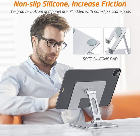 حامل WixGear iPad وحامل الكمبيوتر اللوحي للمكتب، حامل كمبيوتر لوحي معدني قوي من الألومنيوم للمكتب، ارتفاع زاوية قابل للتعديل وسهل الطي، حامل iPad لجميع الأجهزة اللوحية وأجهزة iPad in Kuwait