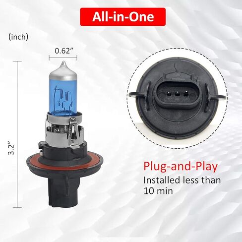 مصباح أمامي هالوجين عالي السطوع H13 من وين باور 60 وات 55 وات 5500 كلفن، عبوة من قطعتين in Kuwait