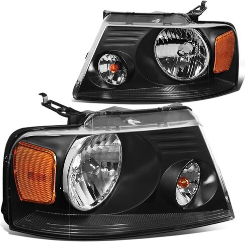 DNA MOTORING HL-OH-F1504-BK-AM استبدال المصابيح الأمامية العنبر الأسود متوافق مع 04-08 F-150/06-08 Mark LT in Saudi Arabia