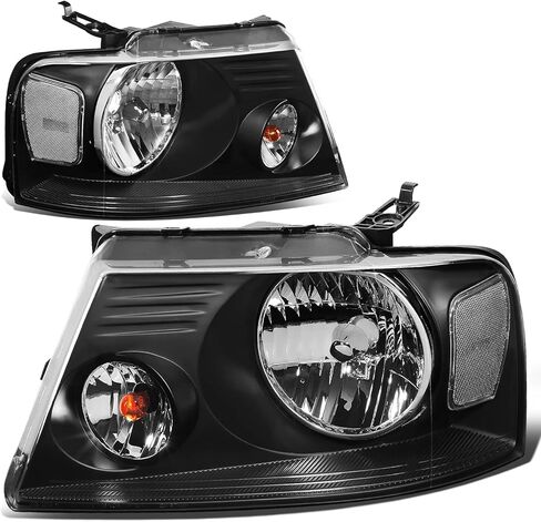 DNA MOTORING HL-OH-F1504-BK-AM Black Amber Headlights Replacement Compatible with 04-08 F-150/06-08 Mark LT in Saudi Arabia