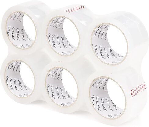 6 لفات من شريط التغليف الشفاف، شريط تغليف عالي التحمل مصمم لنقل الصناديق، الشحن، المكتب، 2.1 مل 1.88 بوصة × 72 ياردة in Kuwait