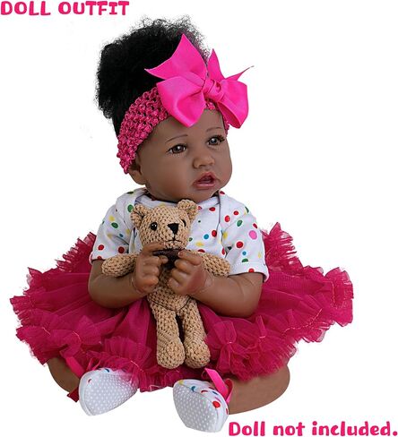 EKOKIZ Reborn Doll Clothes 3-Piece Set - Cream Yellow Lace Dress Set for 17-20 Inch Realistic Baby Dolls, Soft Crinkle Fabric Vintage Outfit for Pretend Play, Photography & Gift Giving in Kuwait