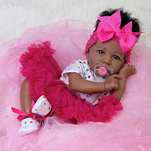 EKOKIZ Reborn Doll Clothes 3-Piece Set - Cream Yellow Lace Dress Set for 17-20 Inch Realistic Baby Dolls, Soft Crinkle Fabric Vintage Outfit for Pretend Play, Photography & Gift Giving in Kuwait