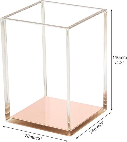 حامل أقلام من الأكريليك على شكل كوب/سطح المكتب، منظم تخزين فرش المكياج، صندوق علبة لطاولة المكتب، اللوازم المدرسية المكتبية، غرفة النوم المنزلية - قاعدة ذهبية وردية in Kuwait