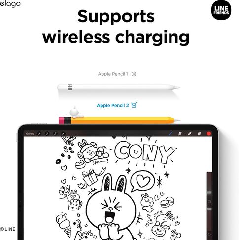 elago | LINE Friends Compatible with Apple Pencil Pro Case & Apple Pencil 2nd Generation Case, Compatible with Magnetic Charging, Double Tap, Squeeze, Haptic [Brown] in Saudi Arabia