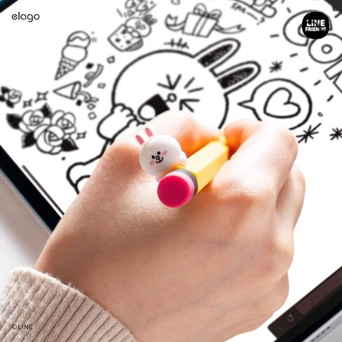 elago | LINE Friends Compatible with Apple Pencil Pro Case & Apple Pencil 2nd Generation Case, Compatible with Magnetic Charging, Double Tap, Squeeze, Haptic [Brown] in Saudi Arabia