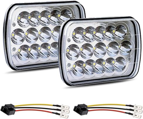 Lemniscate Pair 7x6 5x7 in Led Headlights H6054 H5054 6052 6053 Hi/Low Sealed Beam White/Amber Halo Compatible with Jeep XJ YJ Chevrolet Express Toyota Nissan Pickup in Saudi Arabia