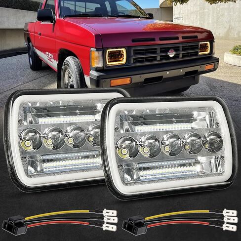 Lemniscate Pair 7x6 5x7 in Led Headlights H6054 H5054 6052 6053 Hi/Low Sealed Beam White/Amber Halo Compatible with Jeep XJ YJ Chevrolet Express Toyota Nissan Pickup in Saudi Arabia