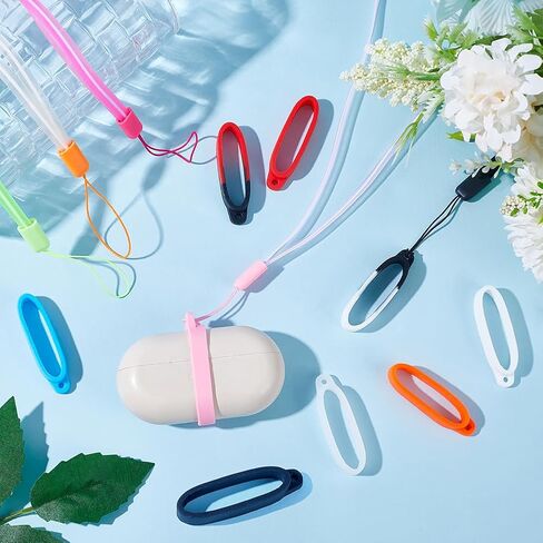 GORGECRAFT 1 Box 20PCS 55mm Black Anti-Lost Silicone Rubber Rings Holder with 5PCS Anti-Loss Pendant Strap String Lanyard Straps Necklace Lanyard Set for Daily Life Office Key Chains in Saudi Arabia