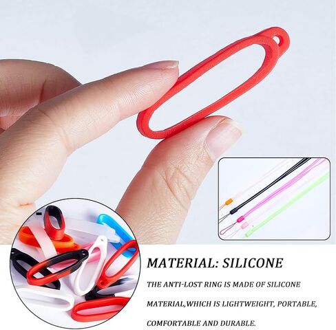 GORGECRAFT 1 Box 20PCS 55mm Black Anti-Lost Silicone Rubber Rings Holder with 5PCS Anti-Loss Pendant Strap String Lanyard Straps Necklace Lanyard Set for Daily Life Office Key Chains in Saudi Arabia